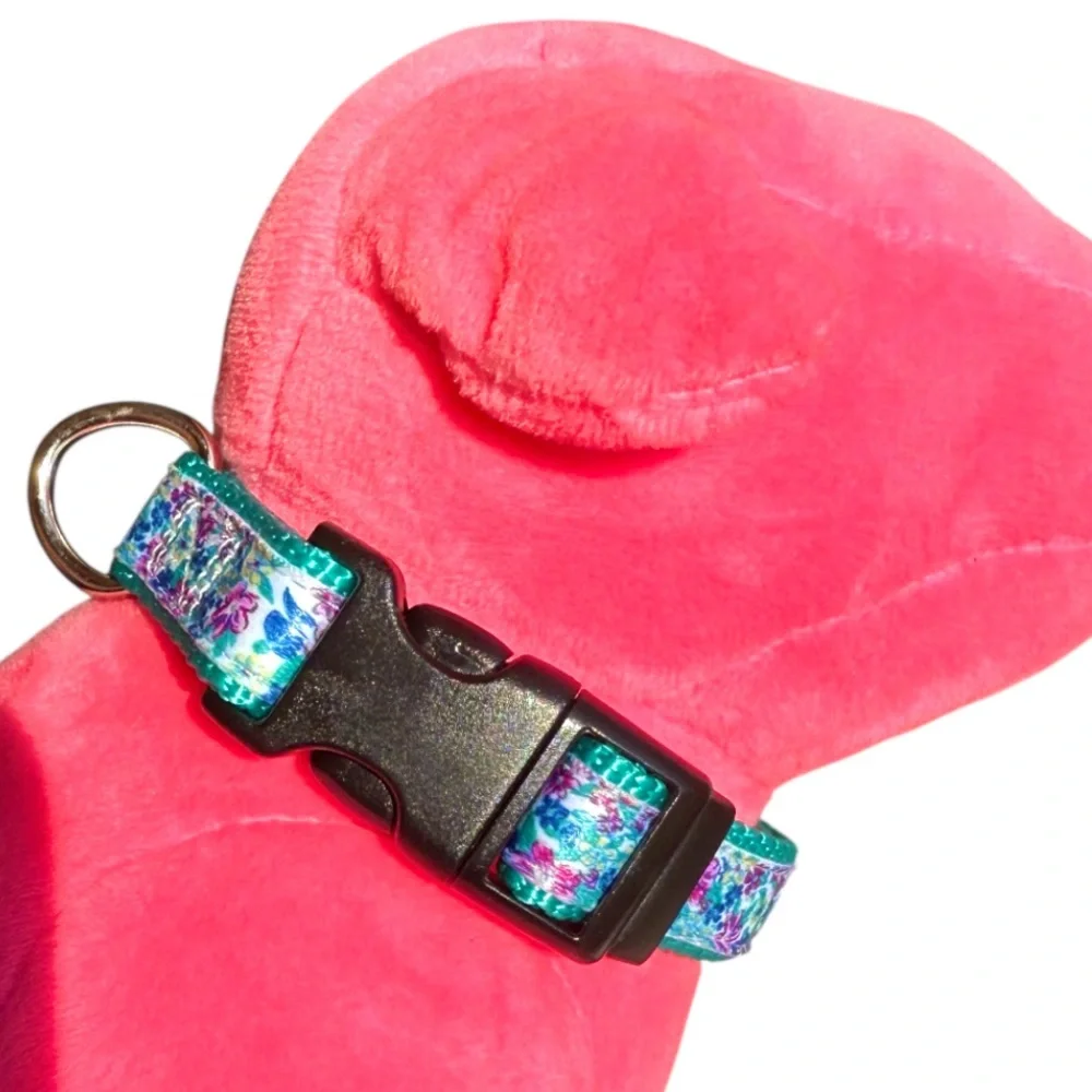 Floral Satin Adjustable XS Small Dog Puppy Collar, Chihuahua Terrier Dachshund
